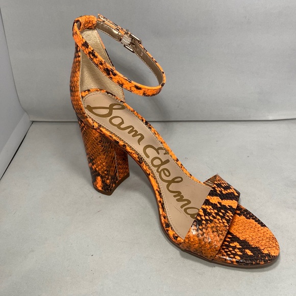 Sam Edelman Yaro Python-Embossed Leather Block-Heel Sandals size 8 - Picture 1 of 6